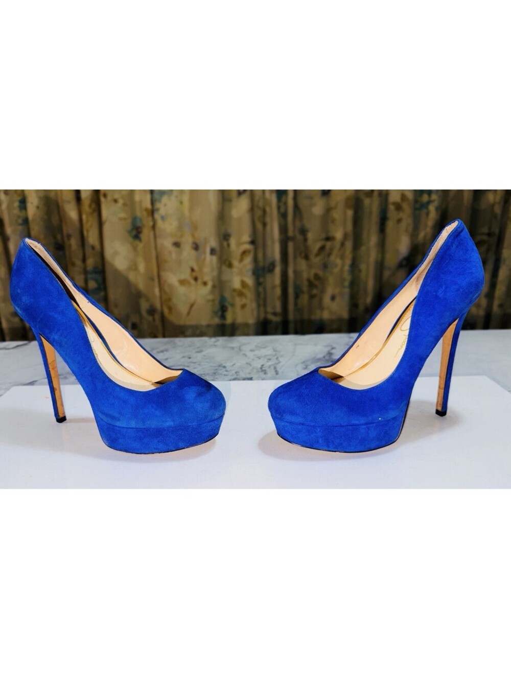 Jessica Simpson Waleo Blue Violet Suede Platform Stiletto Pumps High Heels